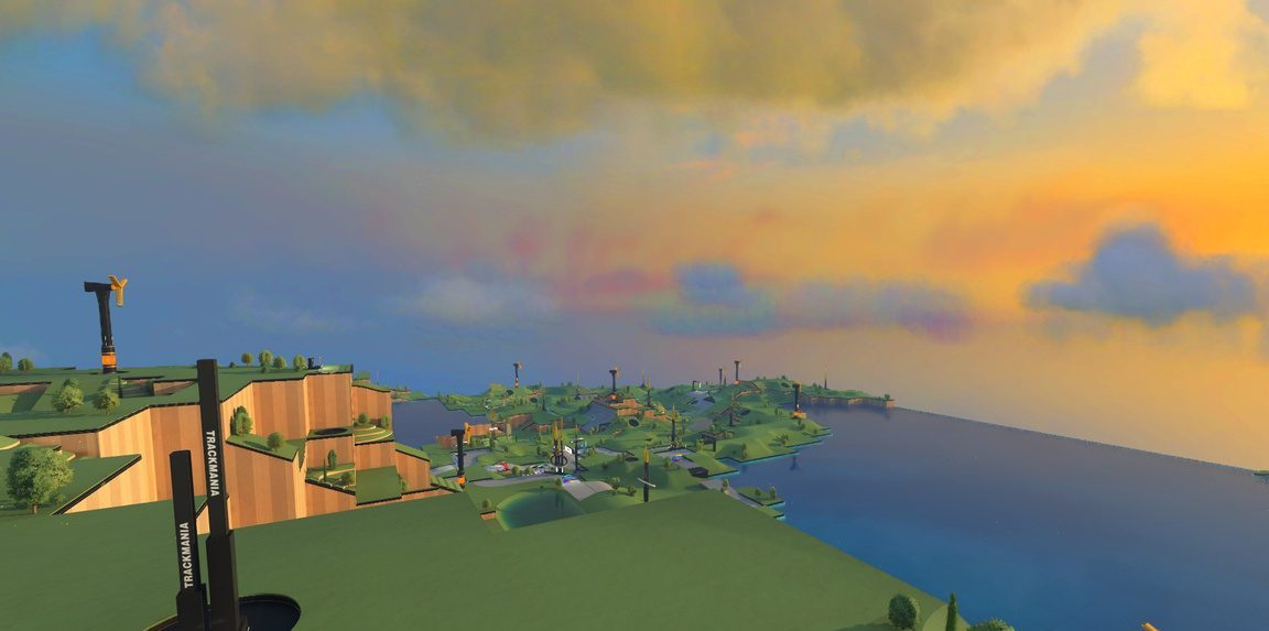Environnement 3D : la même île en lumière rasante